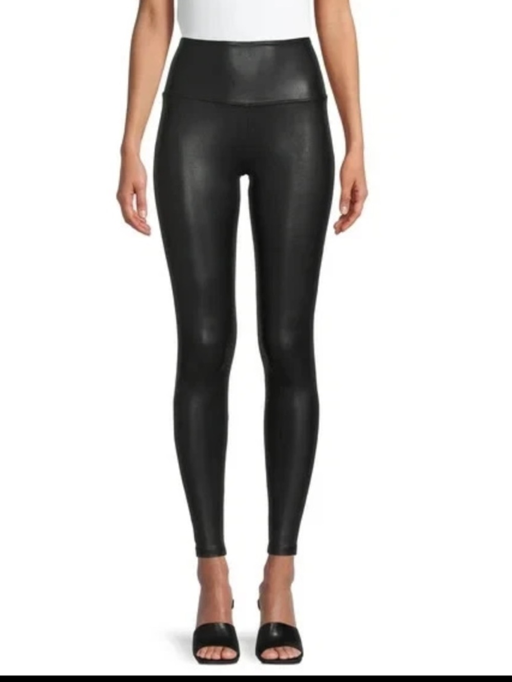 Time and Tru Faux Leather Leggings Black High Rise Pull On Size Large 12-14
